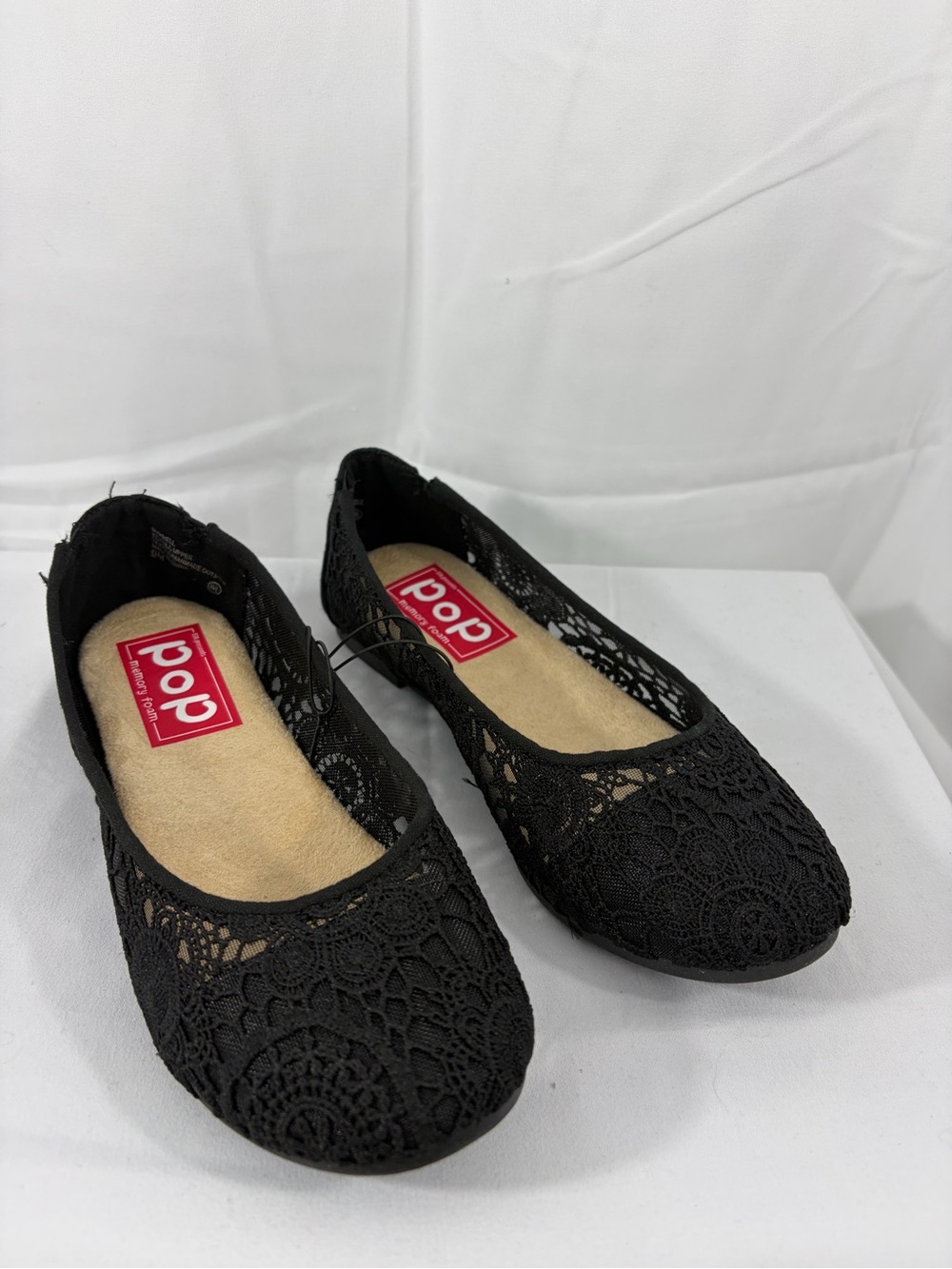 NWT Pop Women’s Size 9.5 Black Lace Slip-On Flats